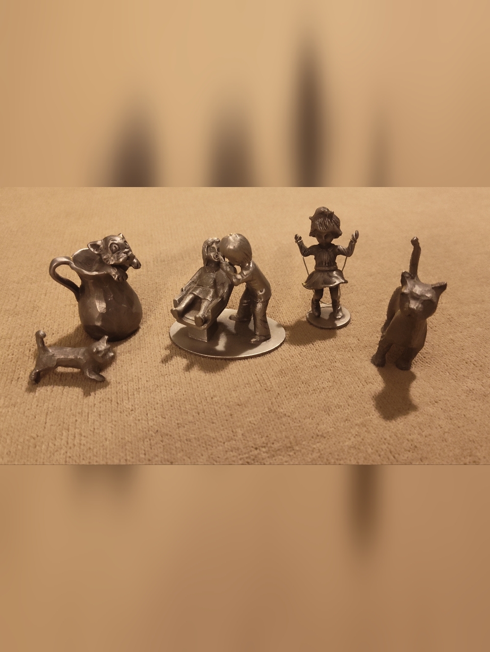 Vintage 1970's & 1980! Mini Pewter Figurine Set -
